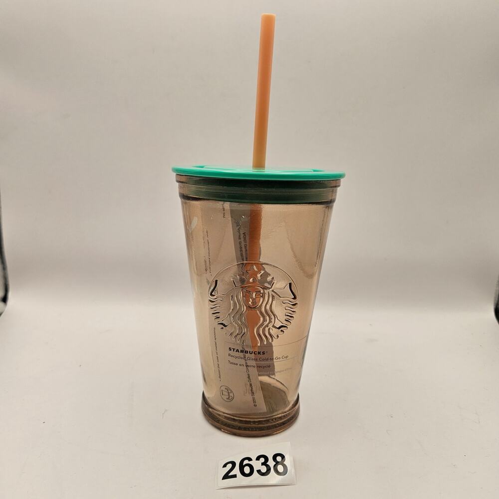 STARBUCKS PEACH GLASS TUMBLER 16oz/473ml NWT